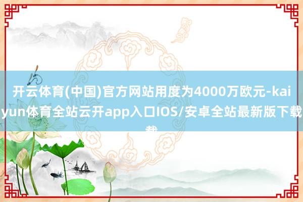 开云体育(中国)官方网站用度为4000万欧元-kaiyun体育全站云开app入口IOS/安卓全站最新版下载