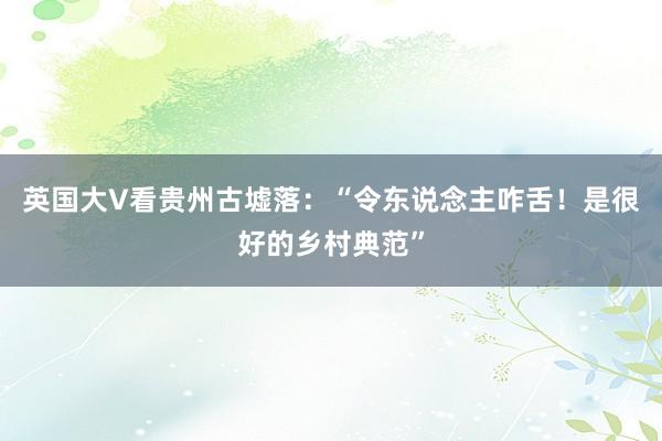 英国大V看贵州古墟落：“令东说念主咋舌！是很好的乡村典范”