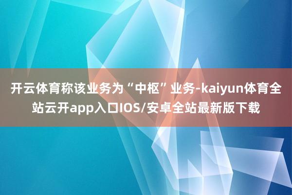 开云体育称该业务为“中枢”业务-kaiyun体育全站云开app入口IOS/安卓全站最新版下载